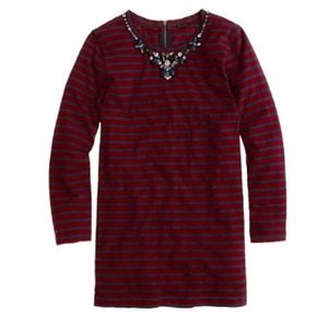 J.Crew Factory Striped Embellished Necklace Top